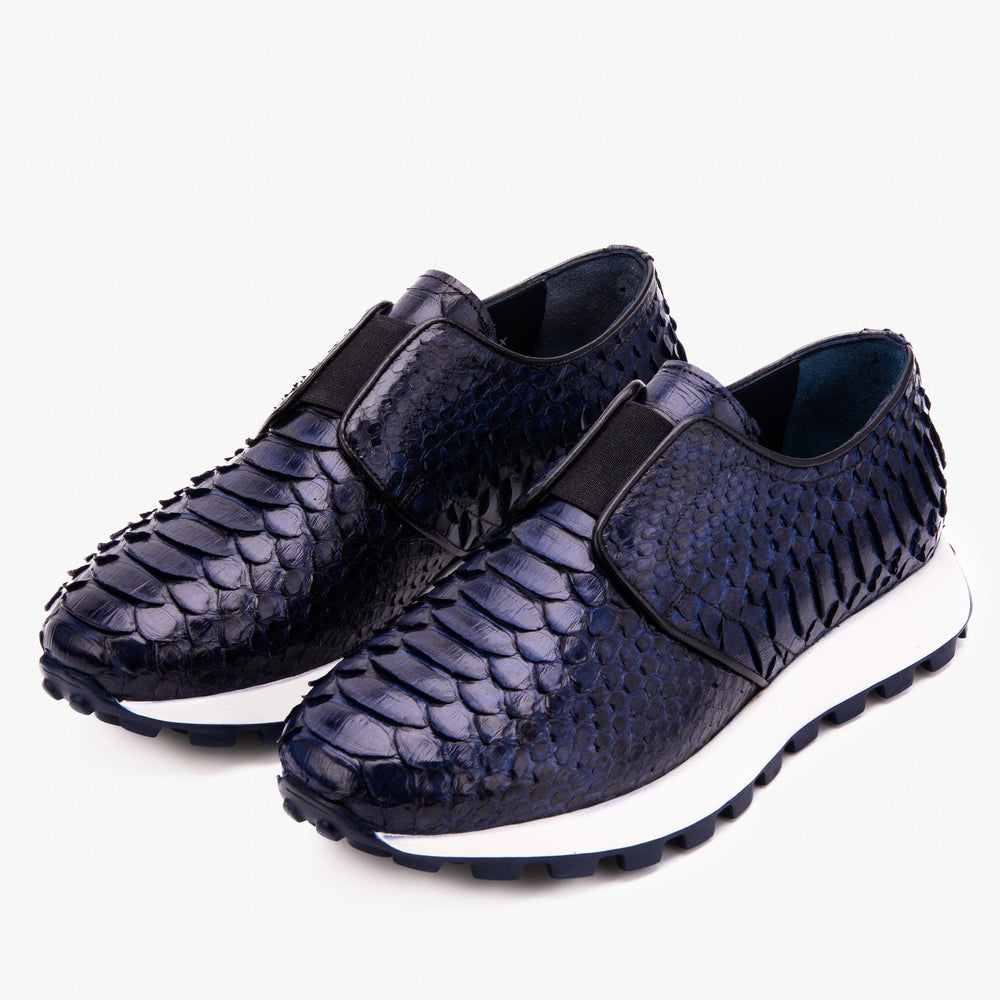 The Obsidian Navy Python Leather Sneaker