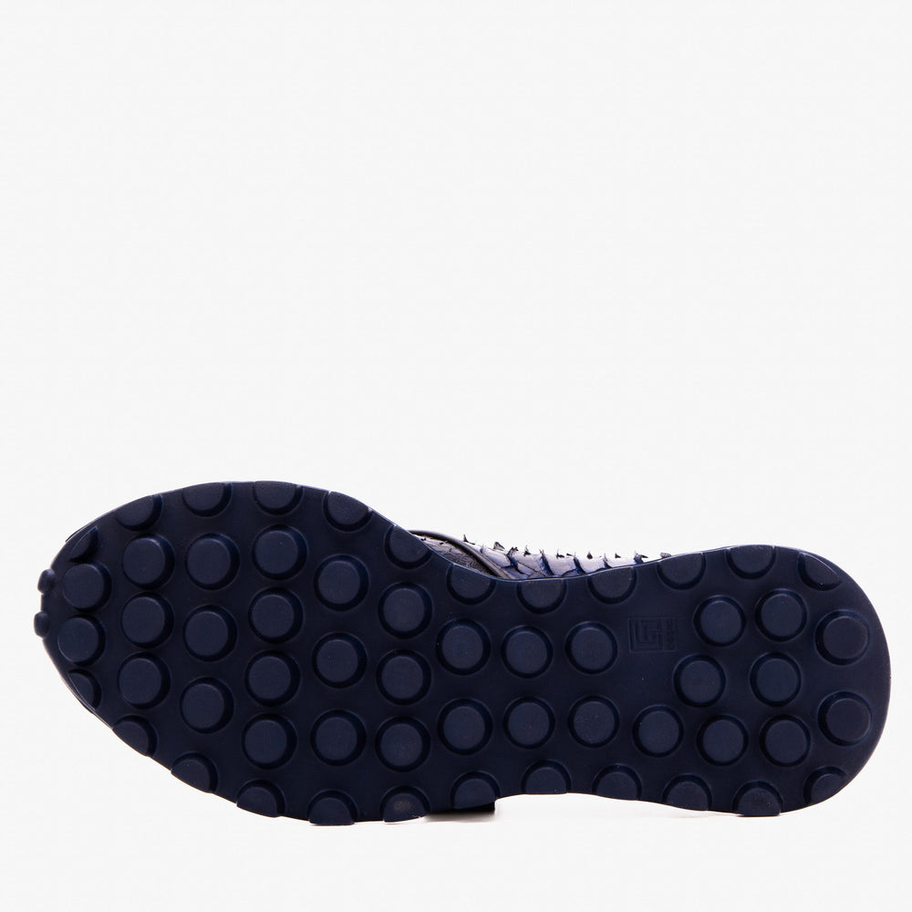 The Obsidian Navy Python Leather Sneaker