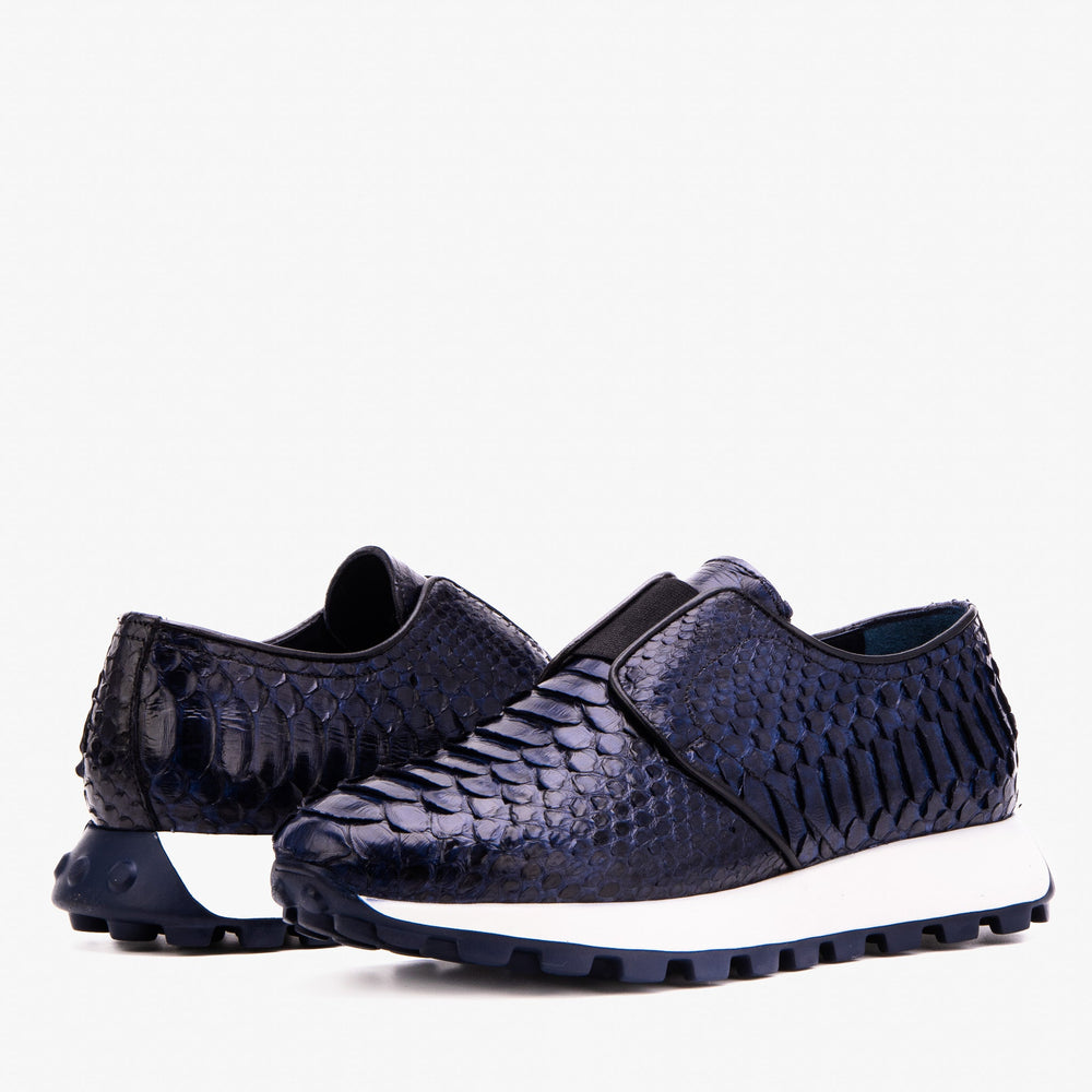 The Obsidian Navy Python Leather Sneaker
