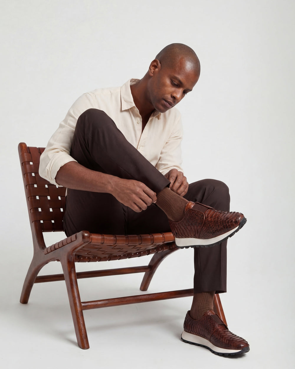 The Obsidian Tan  Python Leather Sneaker