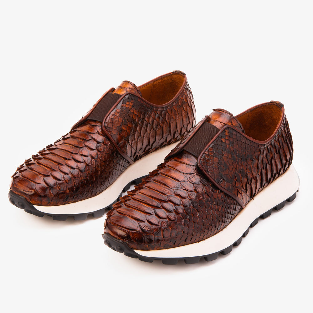 The Obsidian Tan  Python Leather Sneaker