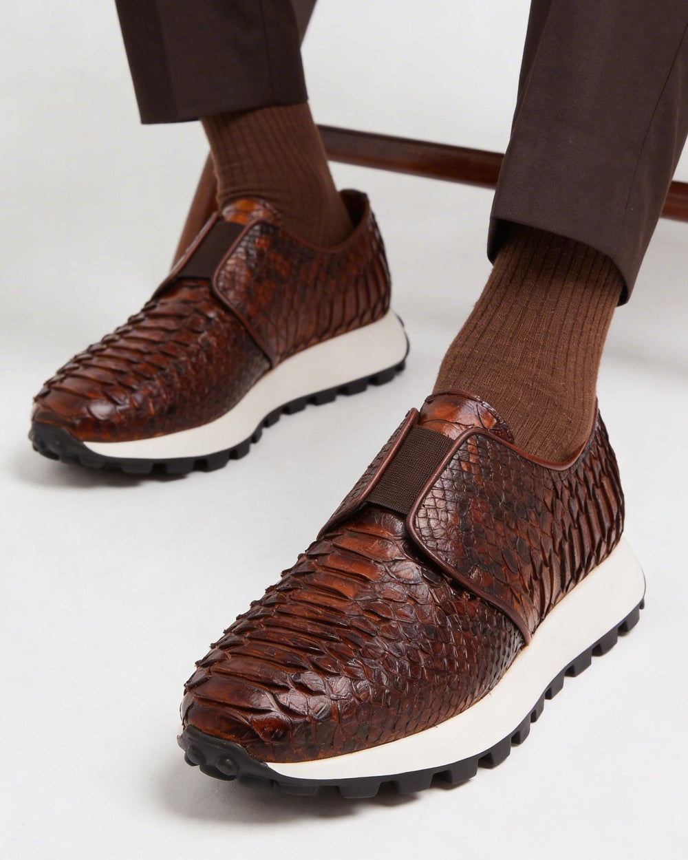 The Obsidian Tan  Python Leather Sneaker