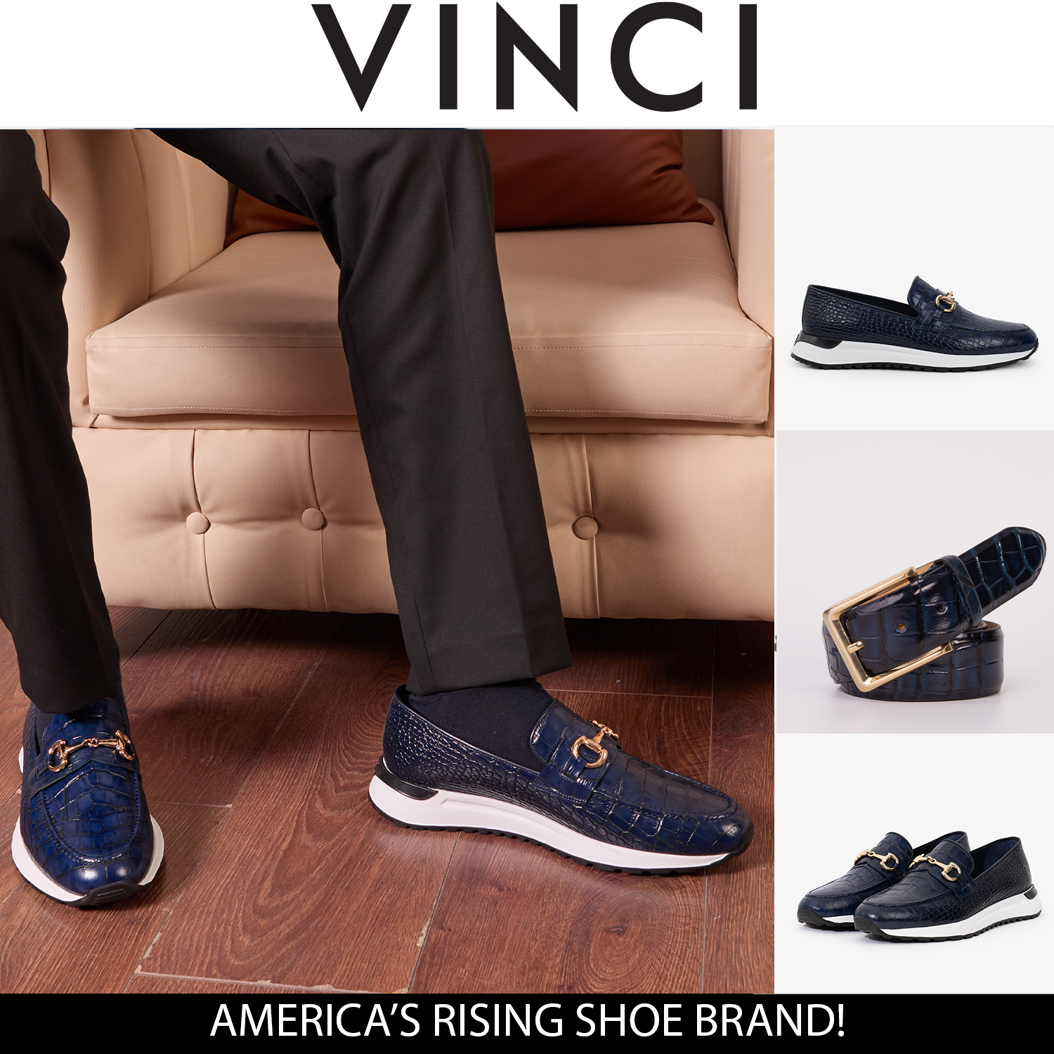 The Padova Navy Blue Leather Sneaker