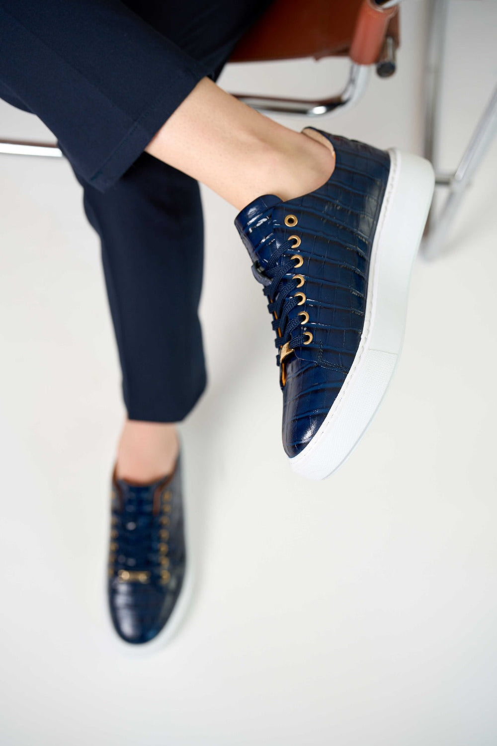 The Dublin Blue Leather Sneaker