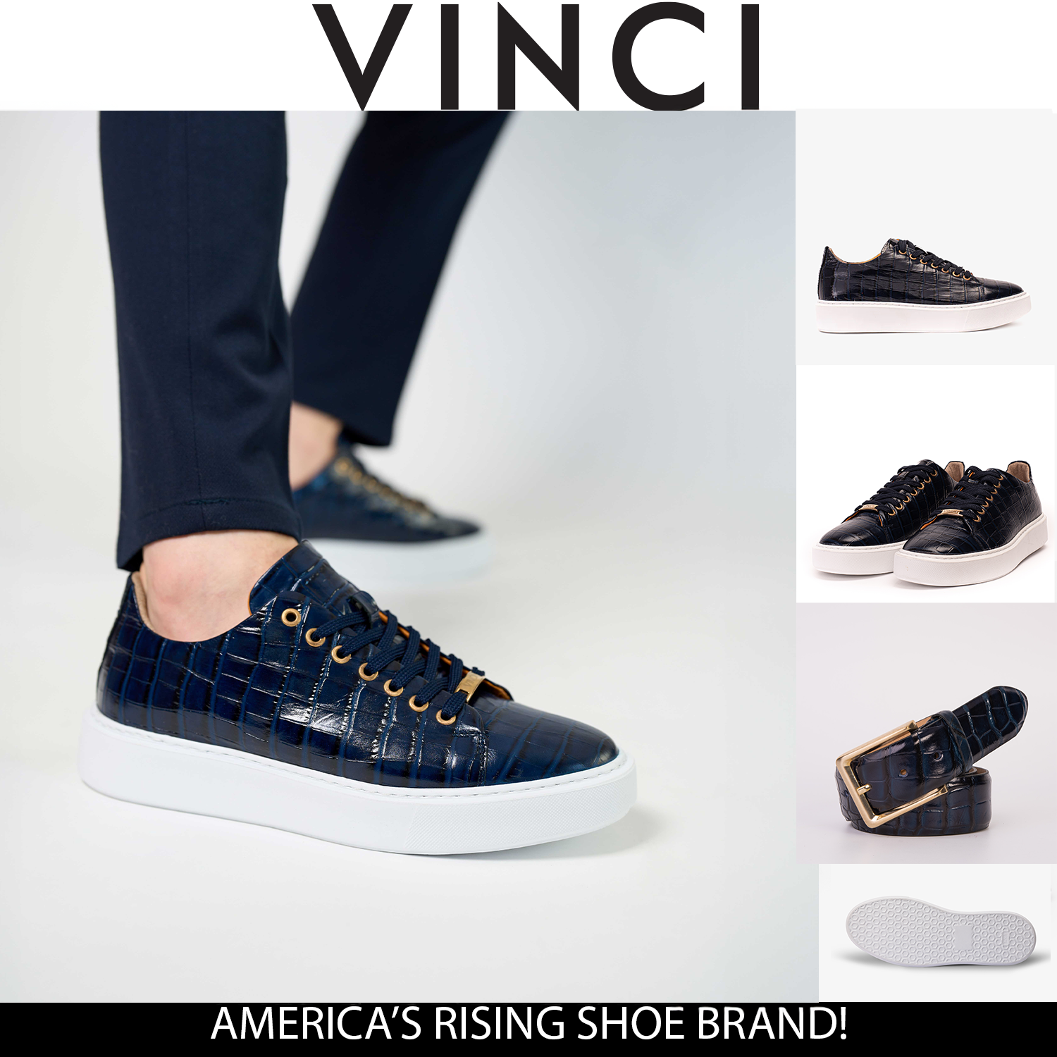 The Dublin Blue Leather Sneaker