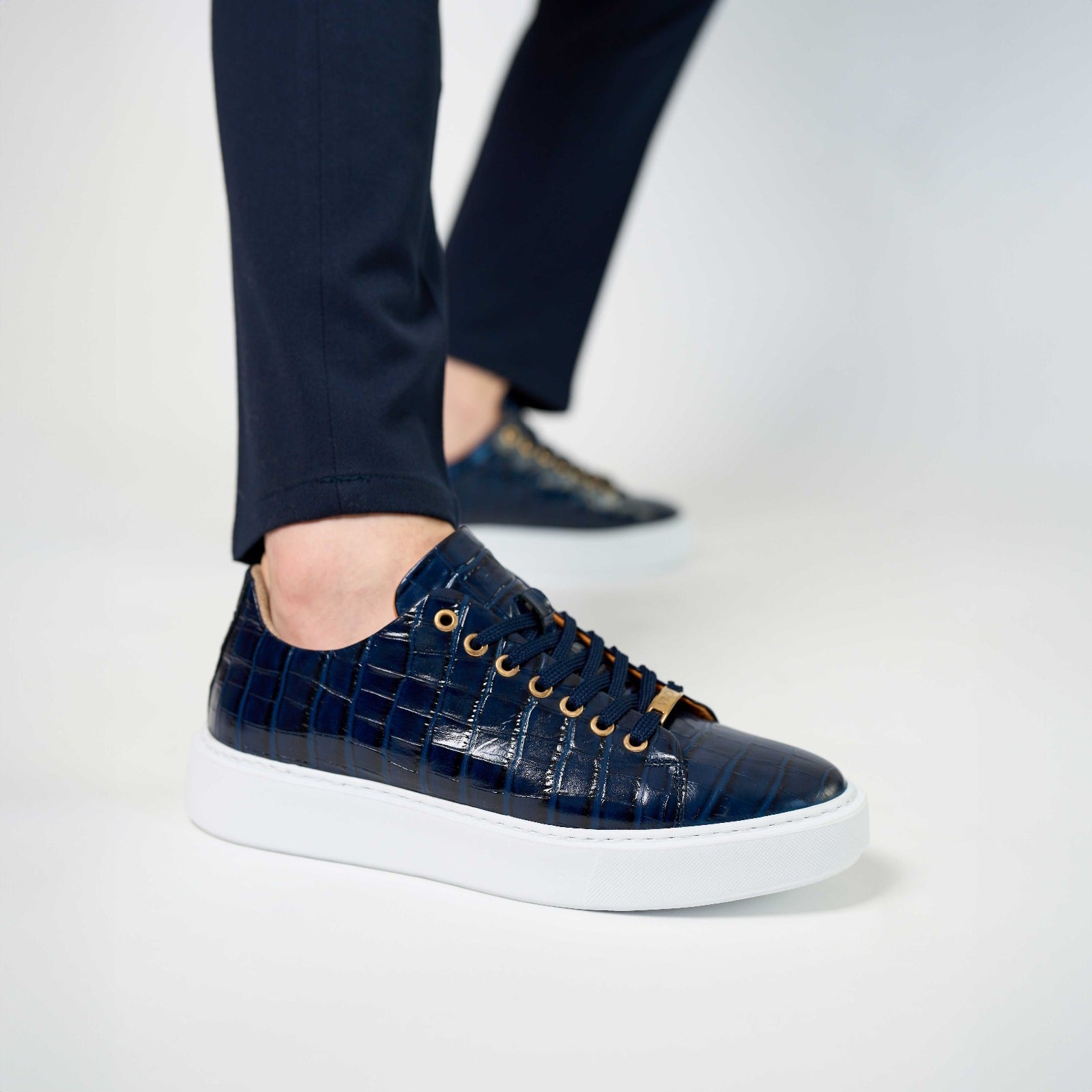 The Dublin Blue Leather Sneaker