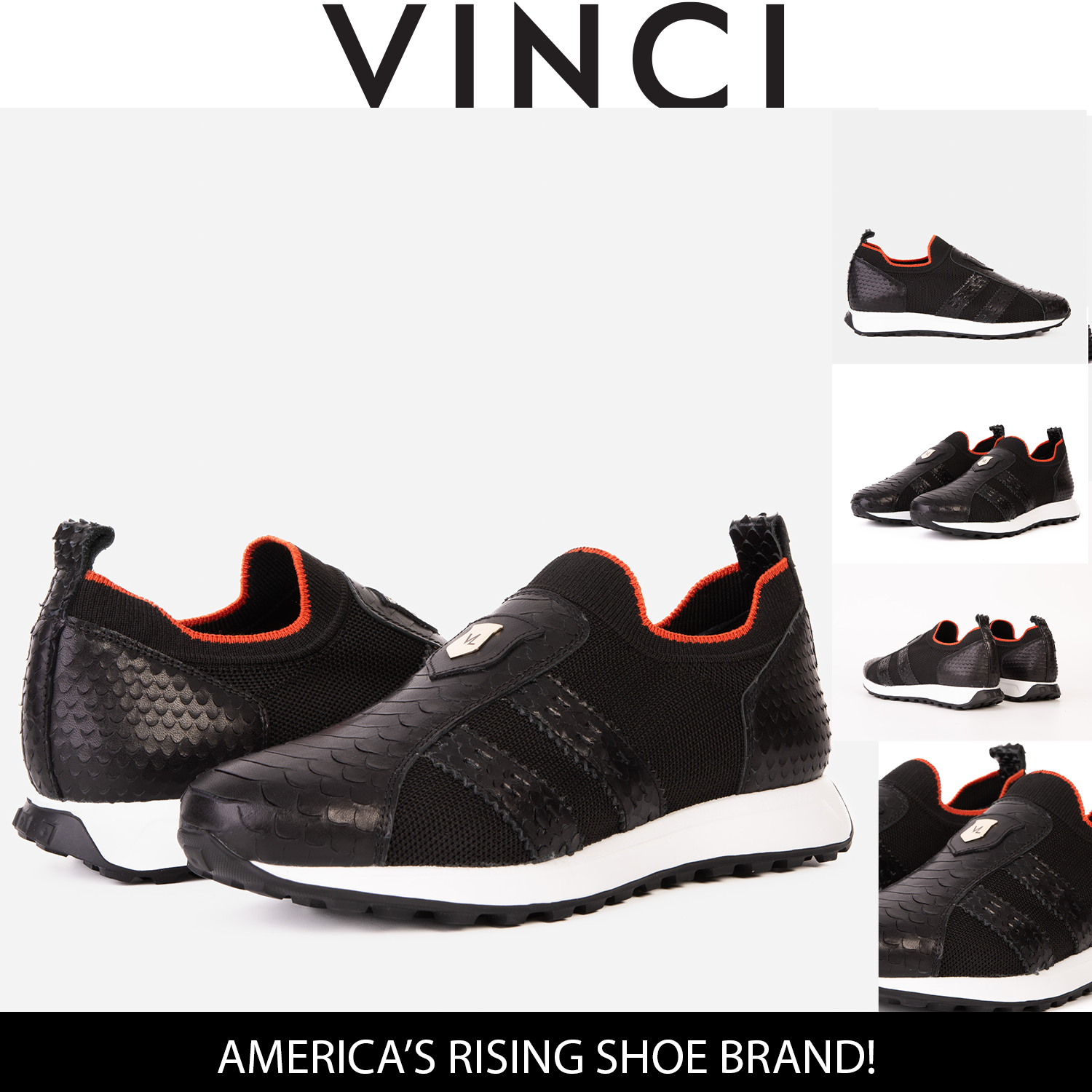 The Aslan Black Knitted Leather Sneaker