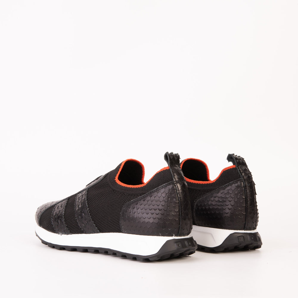 The Aslan Black Knitted Leather Sneaker
