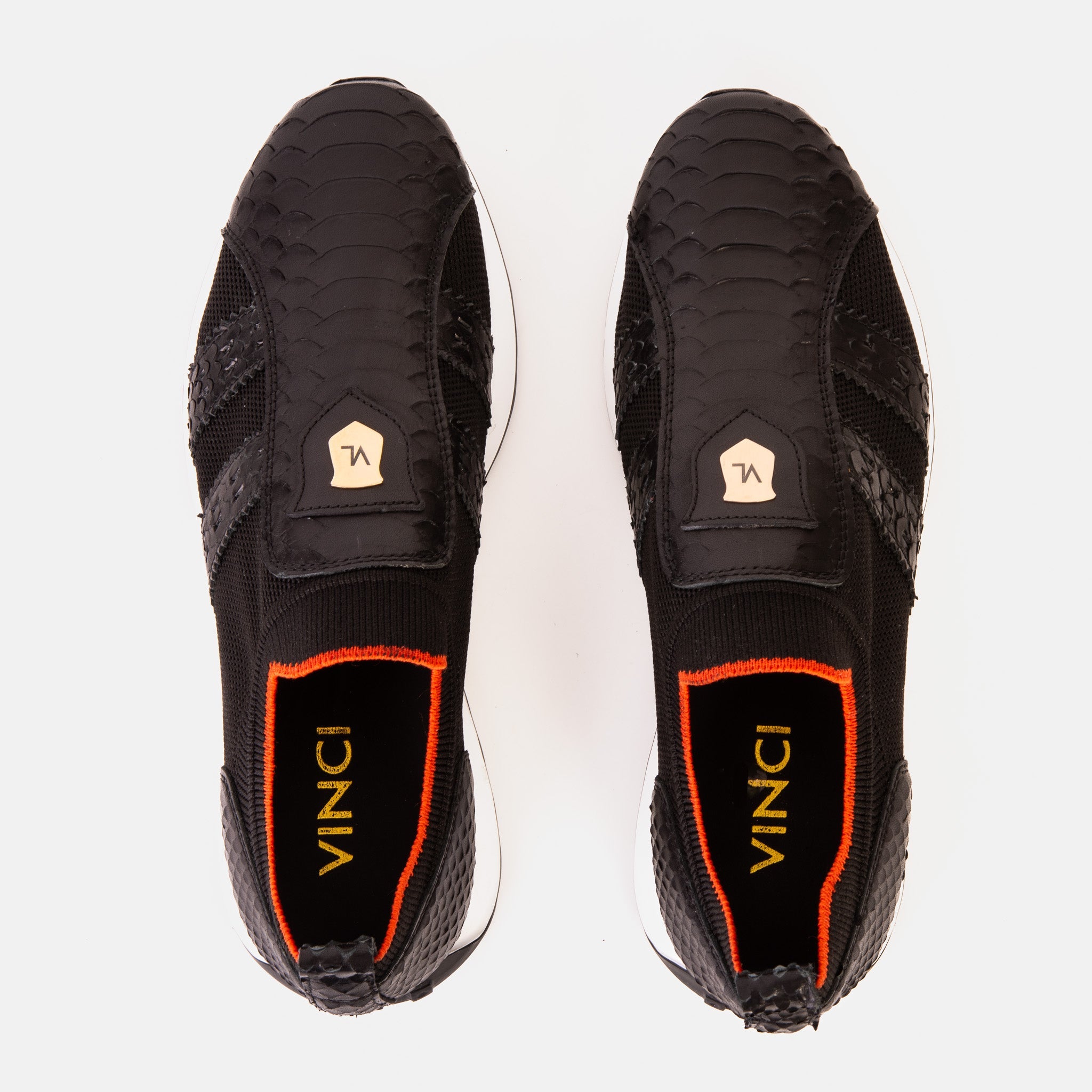 The Aslan Black Knitted Leather Sneaker