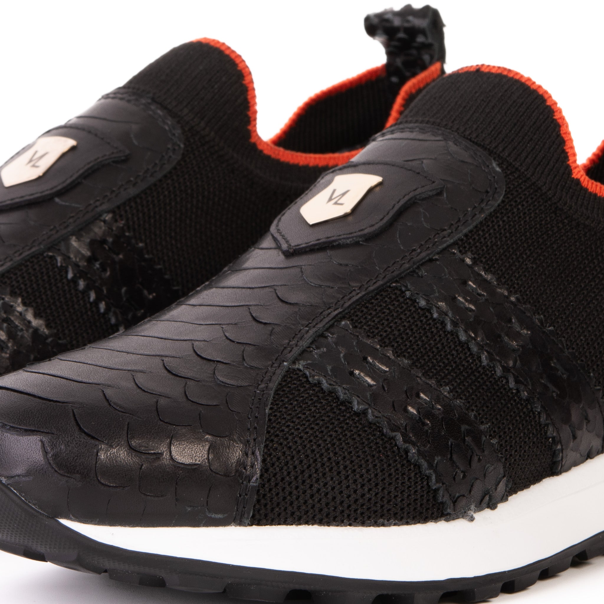 The Aslan Black Knitted Leather Sneaker