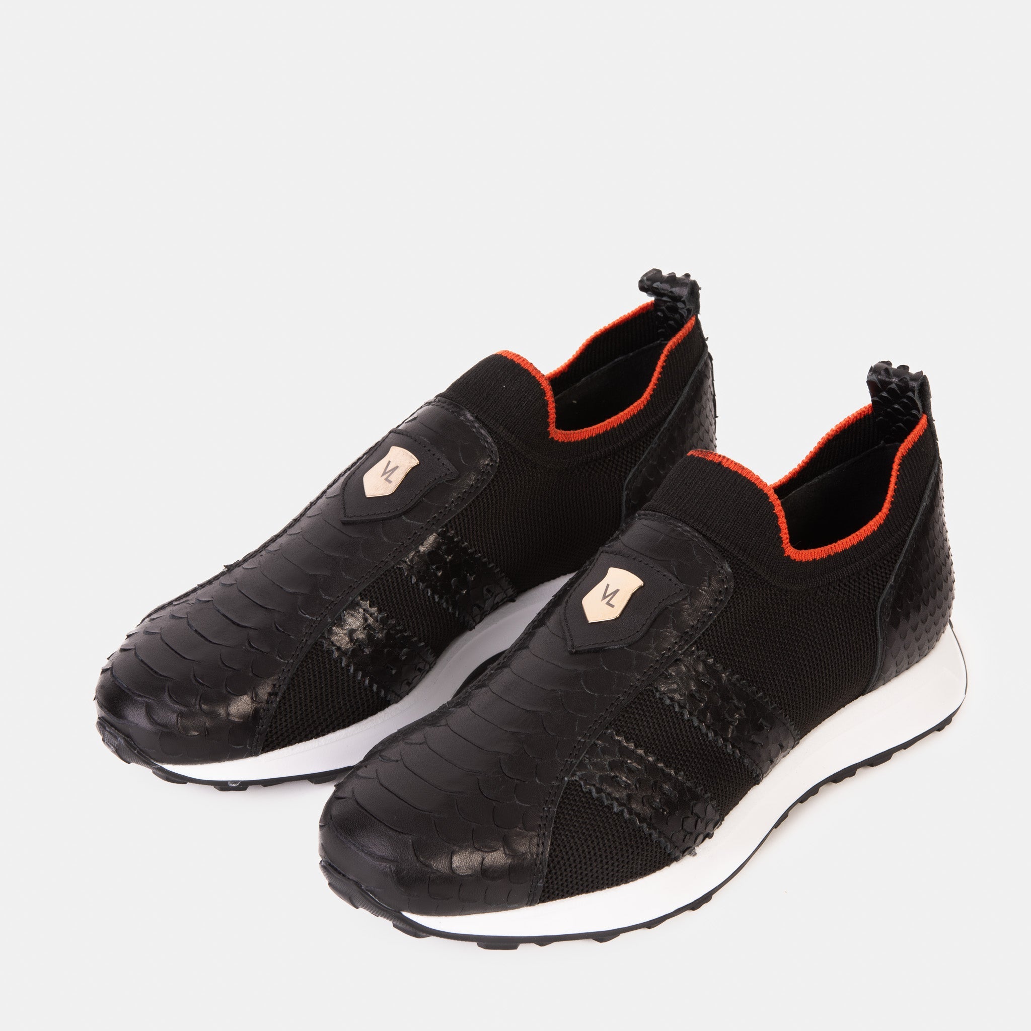 The Aslan Black Knitted Leather Sneaker
