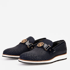 The Legacy Navy Blue Leather Casual Loafer Shoe
