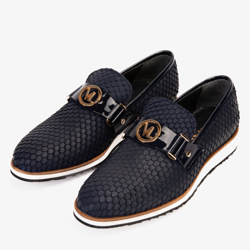The Legacy Navy Blue Leather Casual Loafer Shoe
