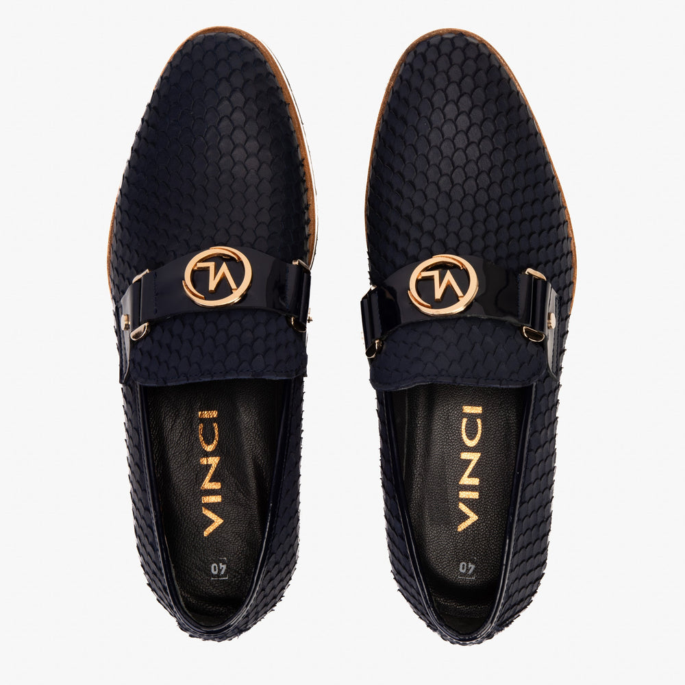 The Legacy Navy Blue Leather Casual Loafer Shoe