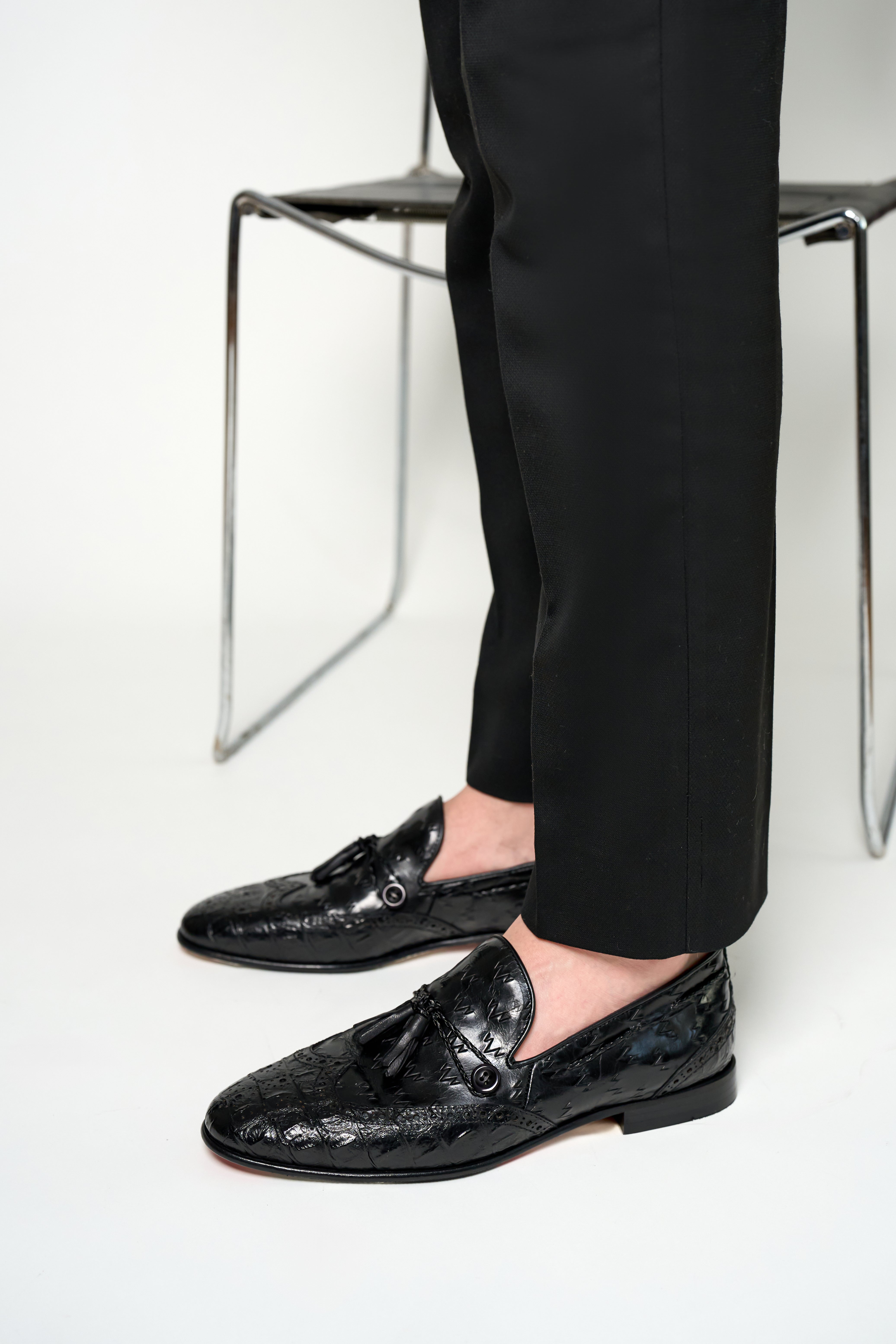 The Istanbul Black Leather Tassel Loafer Shoe