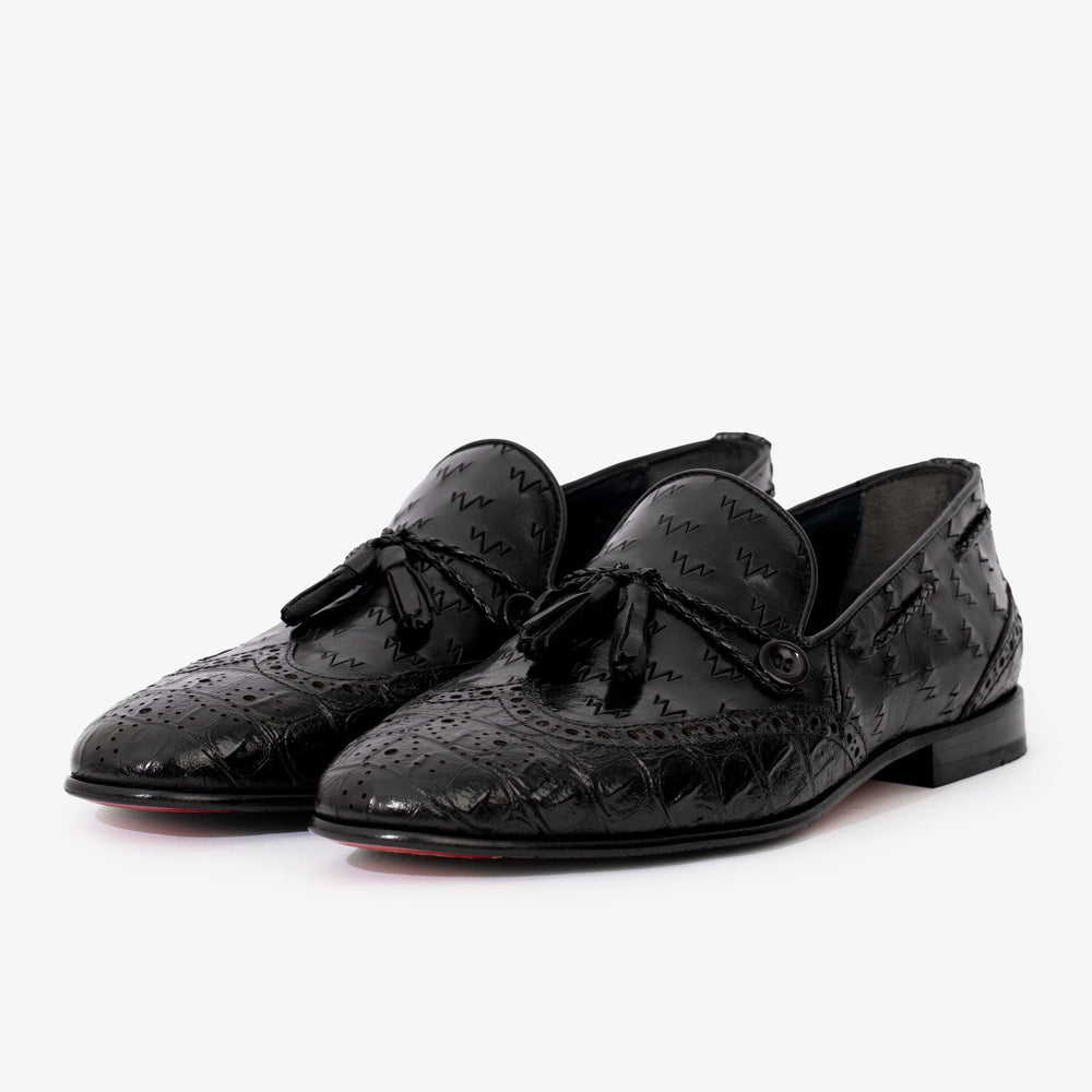 The Istanbul Black Leather Tassel Loafer Shoe