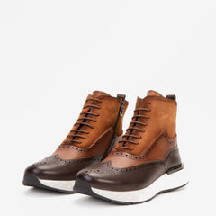 The Regent Brown Leather Wingtip Brogue Casual Boot