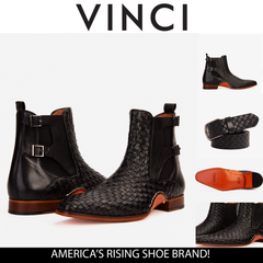 The Rolls Boot Woven Black Leather Double Monk Strap Handmade Shoe