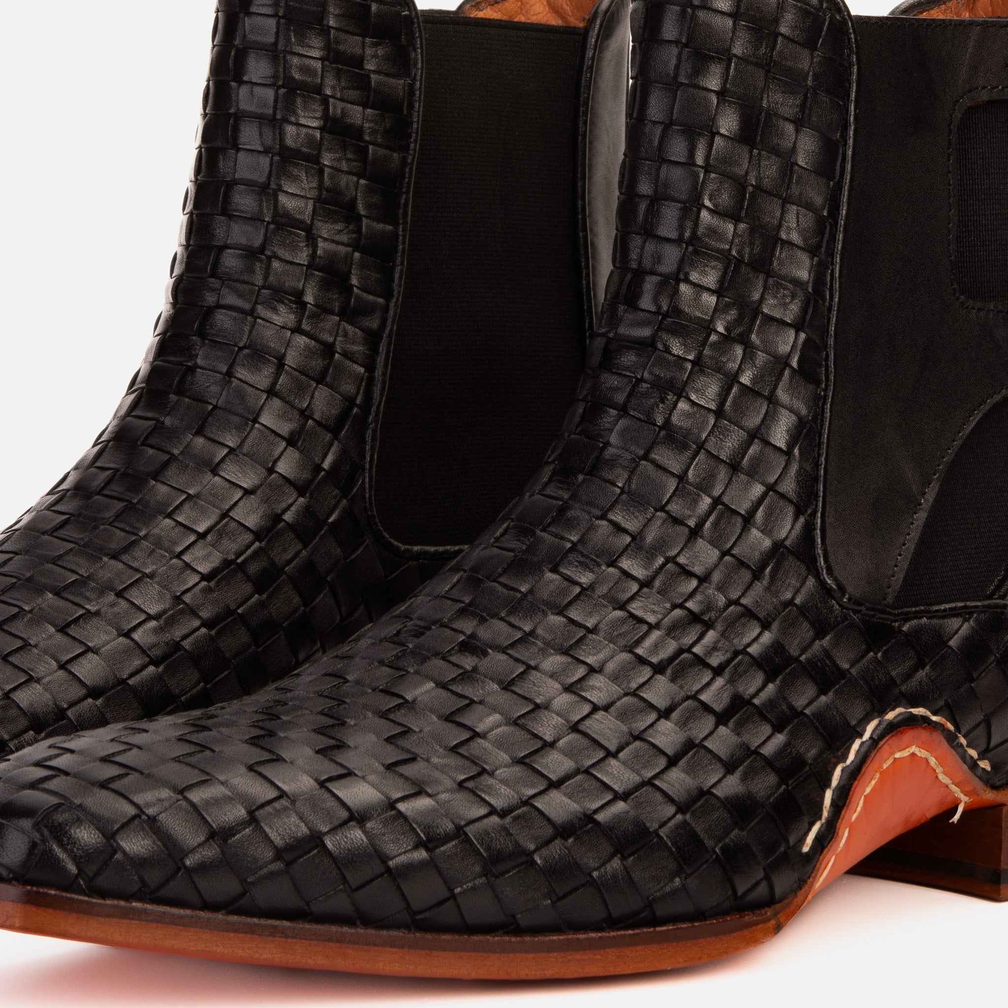 The Rolls Boot Woven Black Leather Double Monk Strap Handmade Shoe