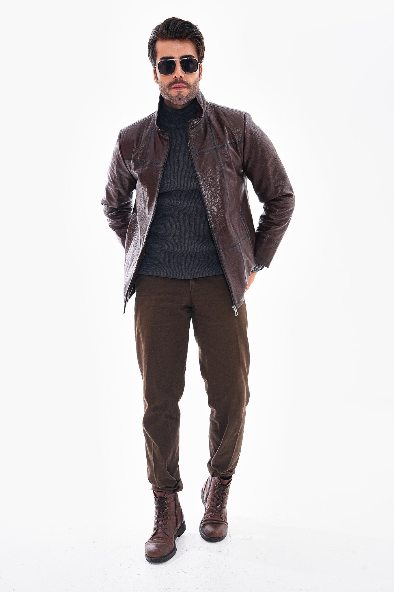 The Nero Coffee Brown Leather Jacket