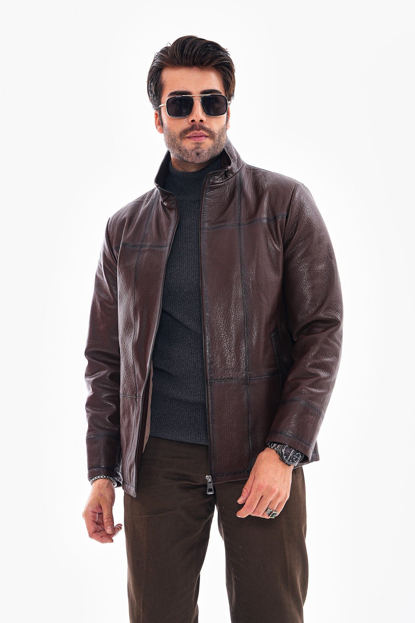 The Nero Coffee Brown Leather Jacket