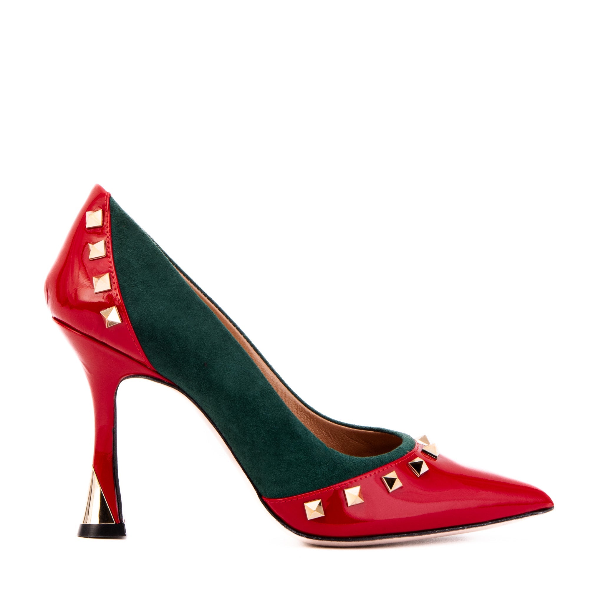 The Bella Vita Studded Red Green Leather Pump Shoe