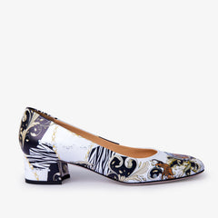 The Perugia White Leather Lower Heel Pump Shoe