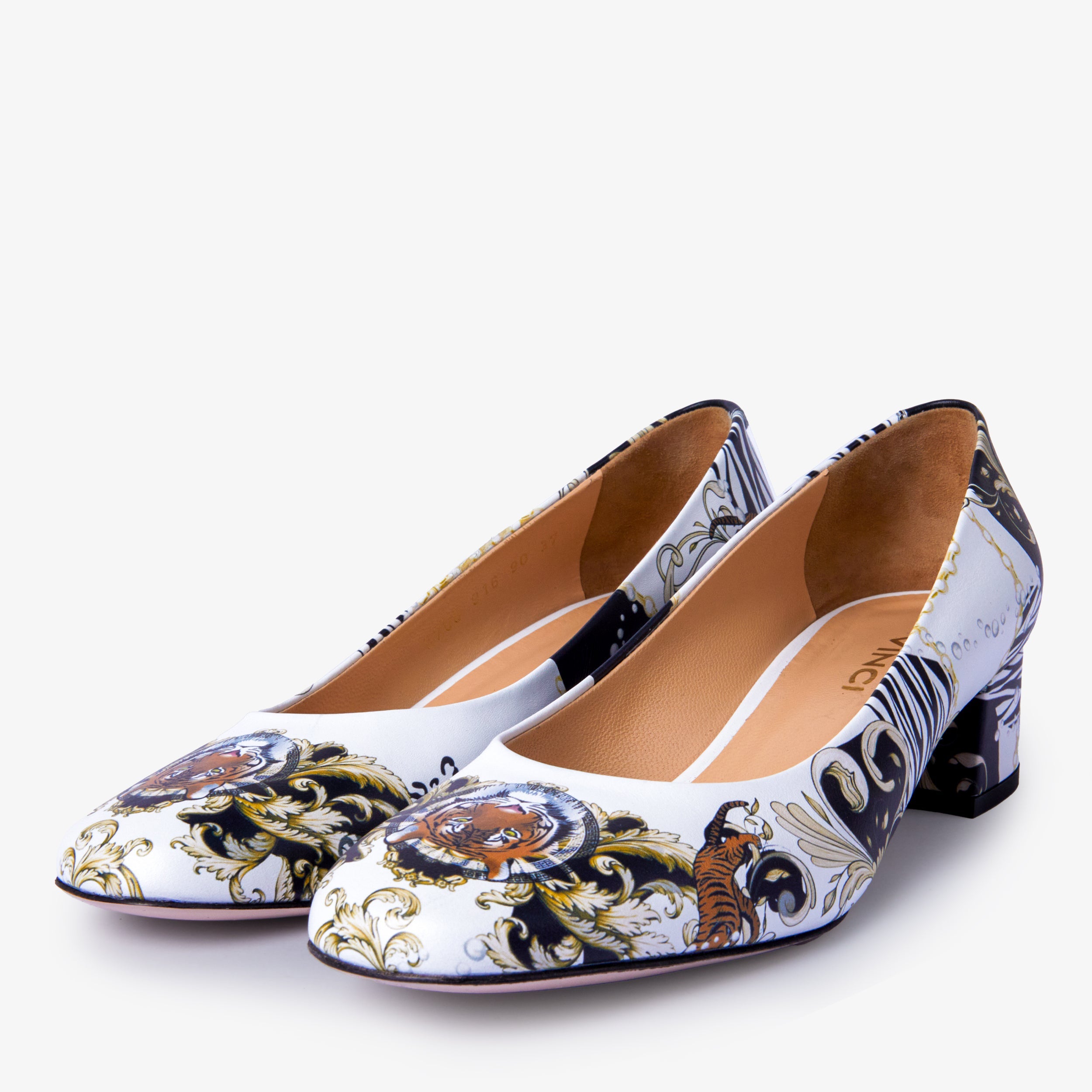 The Perugia White Leather Lower Heel Pump Shoe