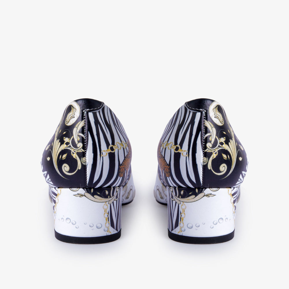 The Perugia White Leather Lower Heel Pump Shoe