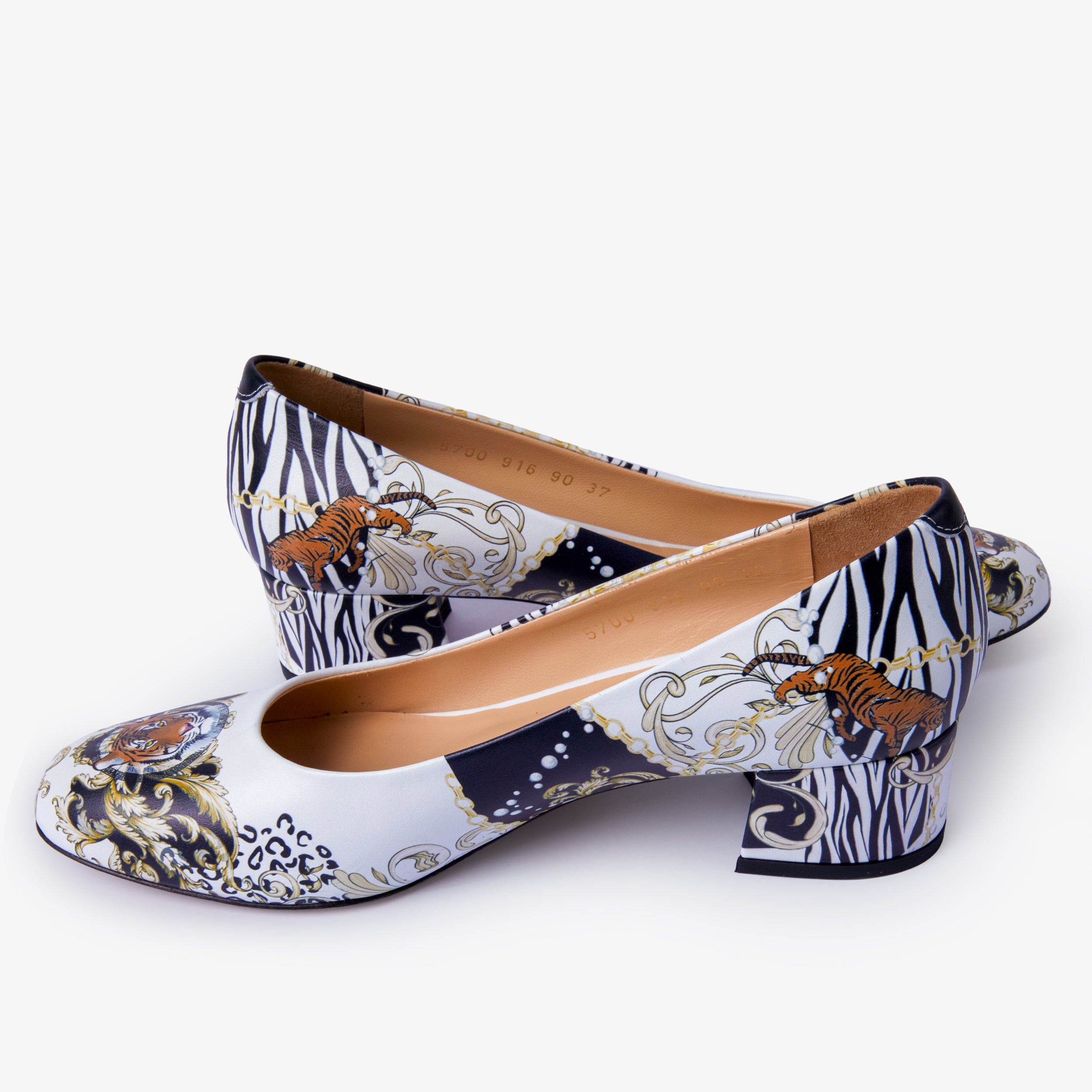 The Perugia White Leather Lower Heel Pump Shoe