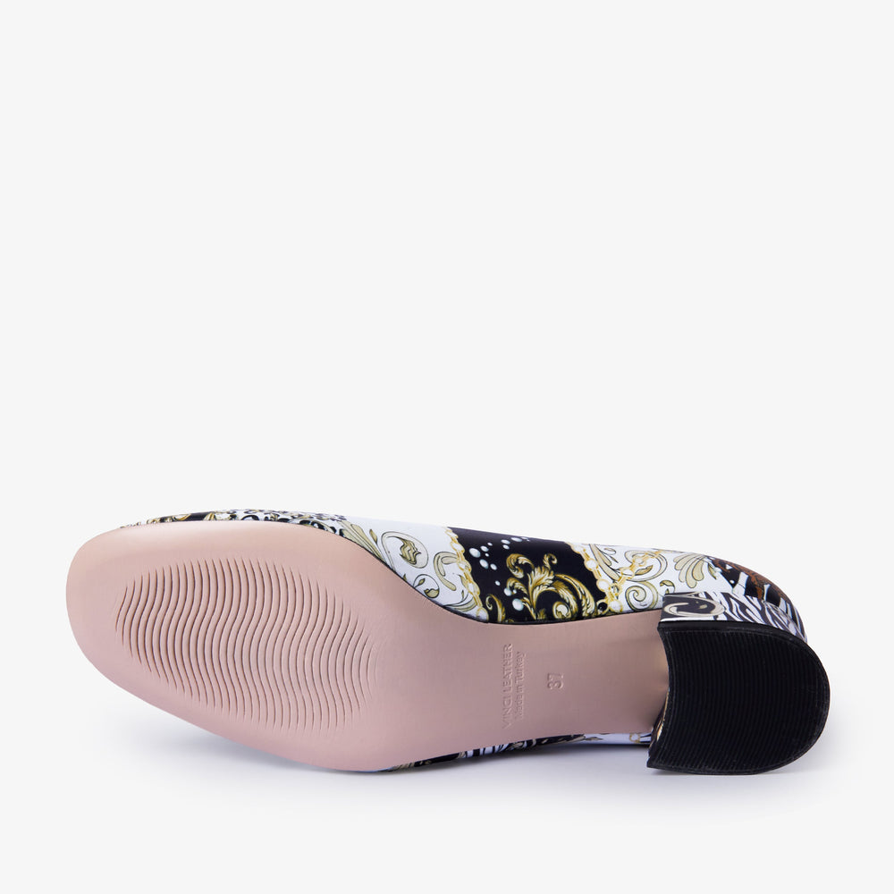 The Perugia White Leather Lower Heel Pump Shoe