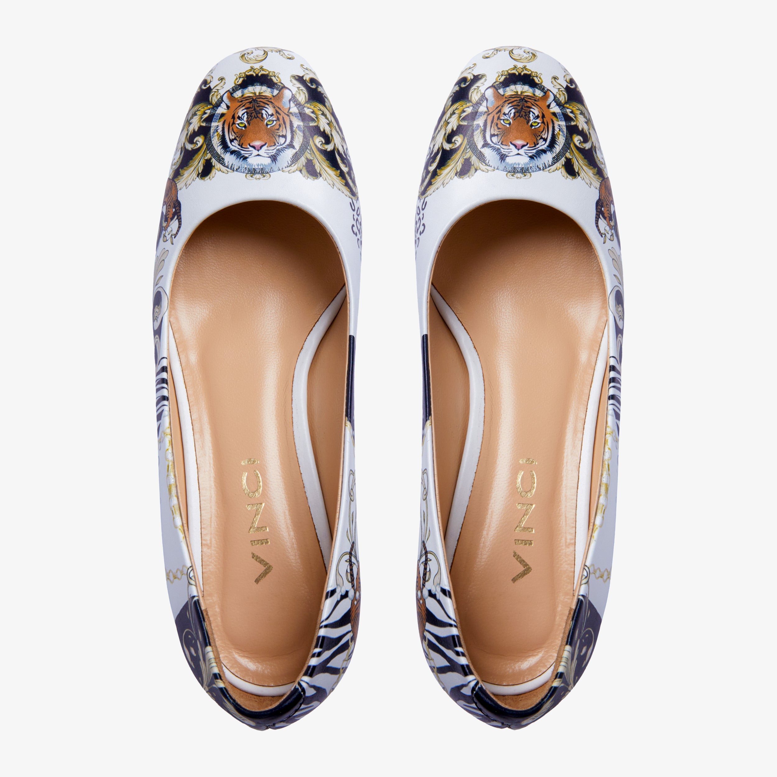 The Perugia White Leather Lower Heel Pump Shoe