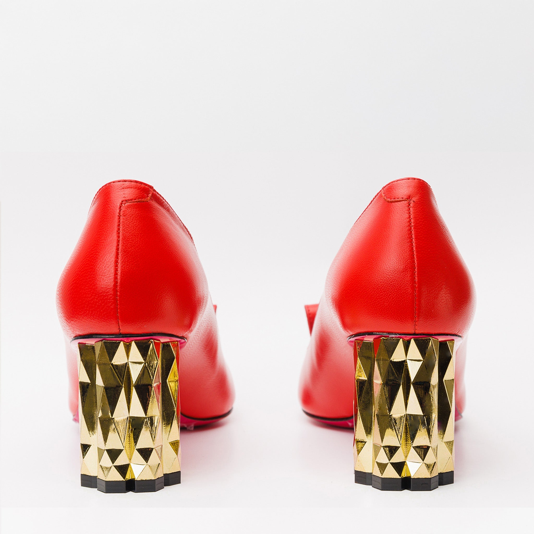 The Love Red Leather Block Heel Pump Shoe