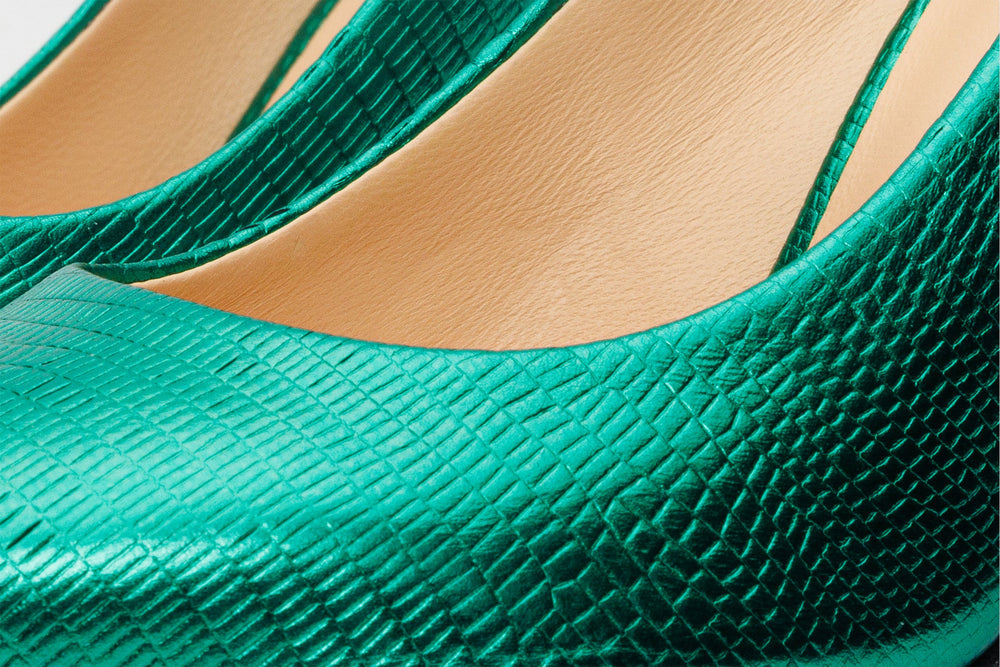 The Maple Green Leather Pump Fuchsia Sole Shoe