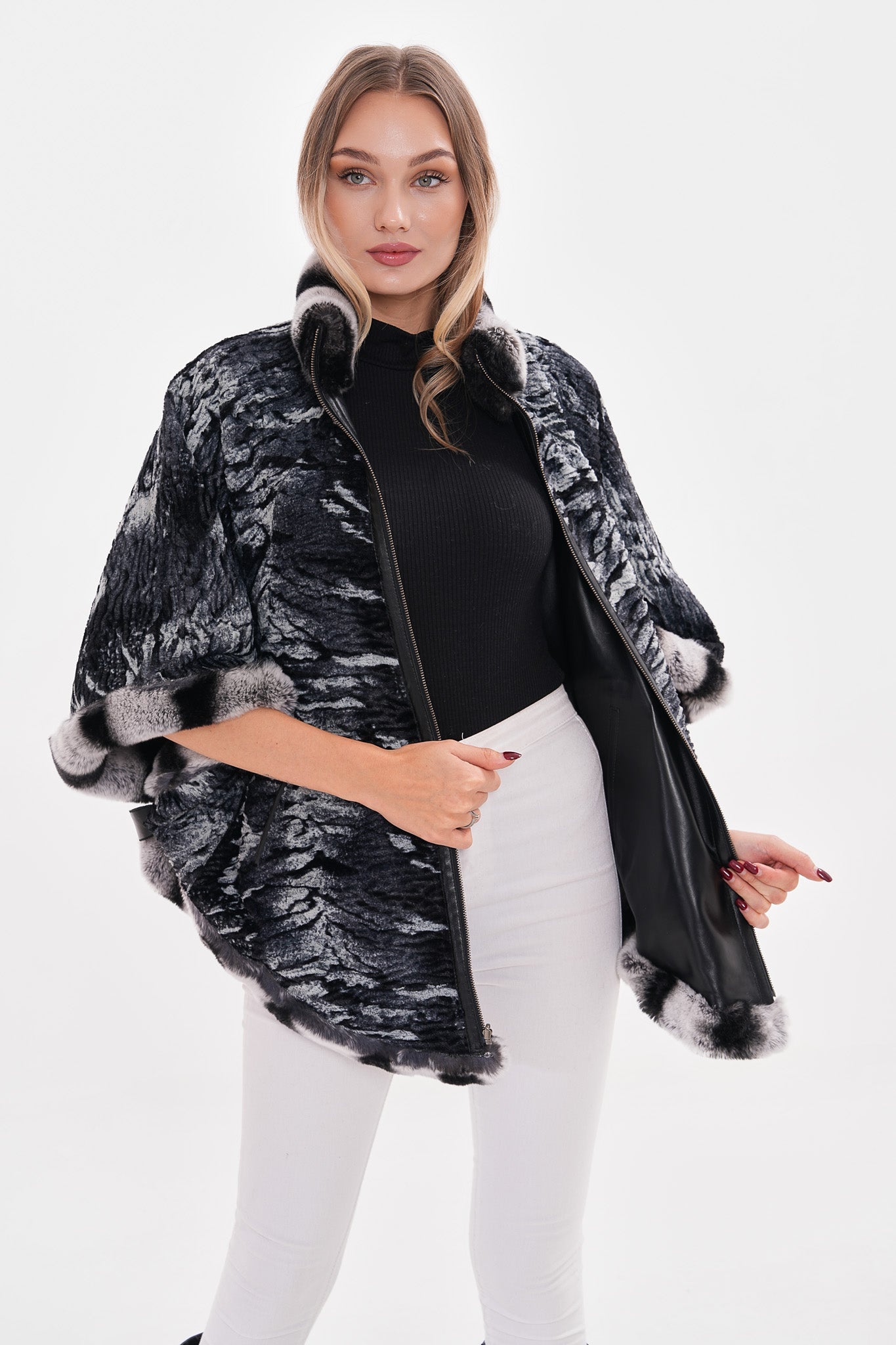 The Glacier Black Reversible Leather Jacket