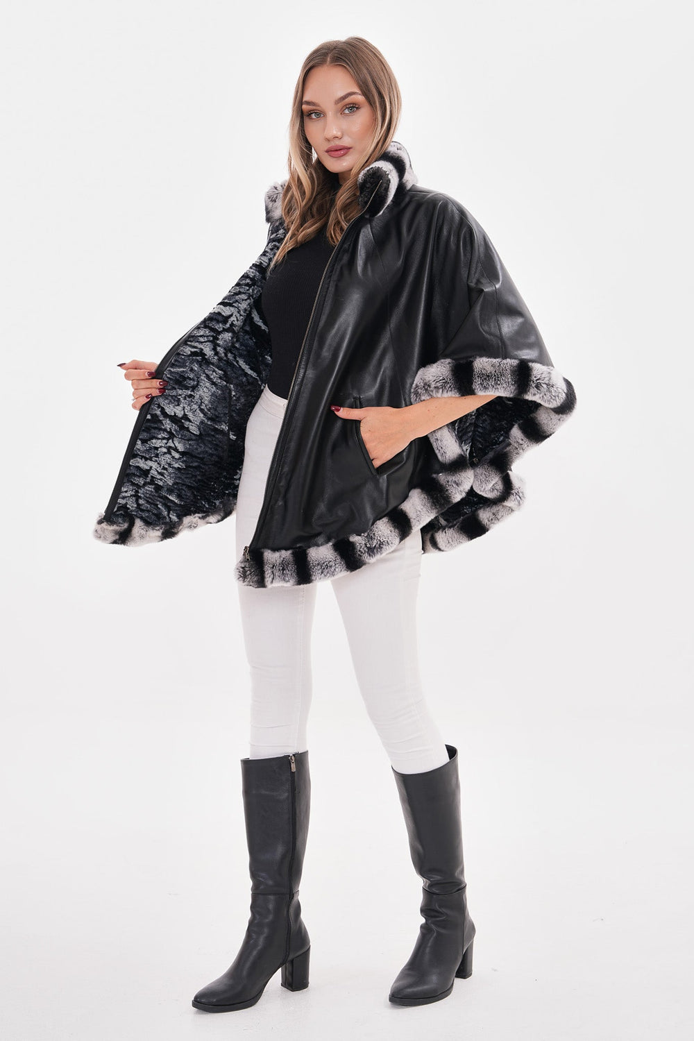 The Glacier Black Reversible Leather Jacket