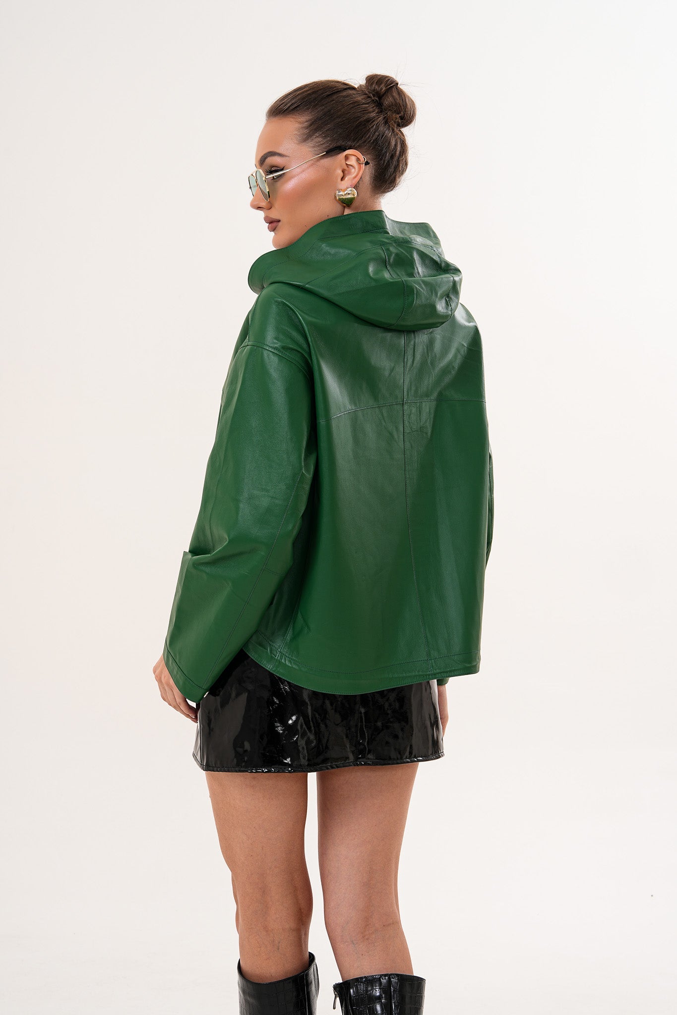 The Calyra Reversible Leather Jacket – Emerald Green