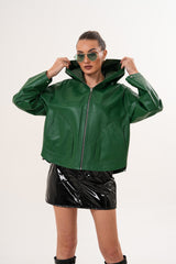 The Calyra Reversible Leather Jacket – Emerald Green