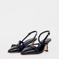 The Atlantic Navy Blue Leather Slingback Sandal