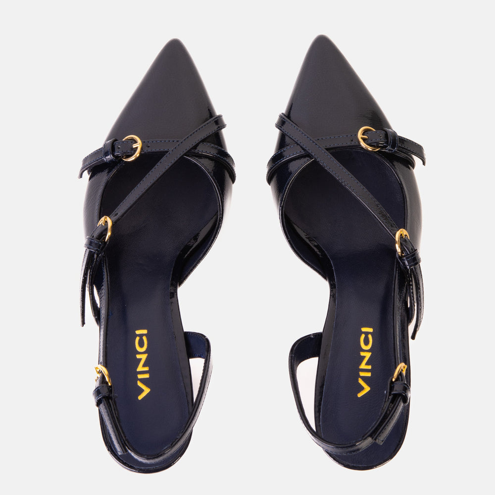 The Atlantic Navy Blue Leather Slingback Sandal