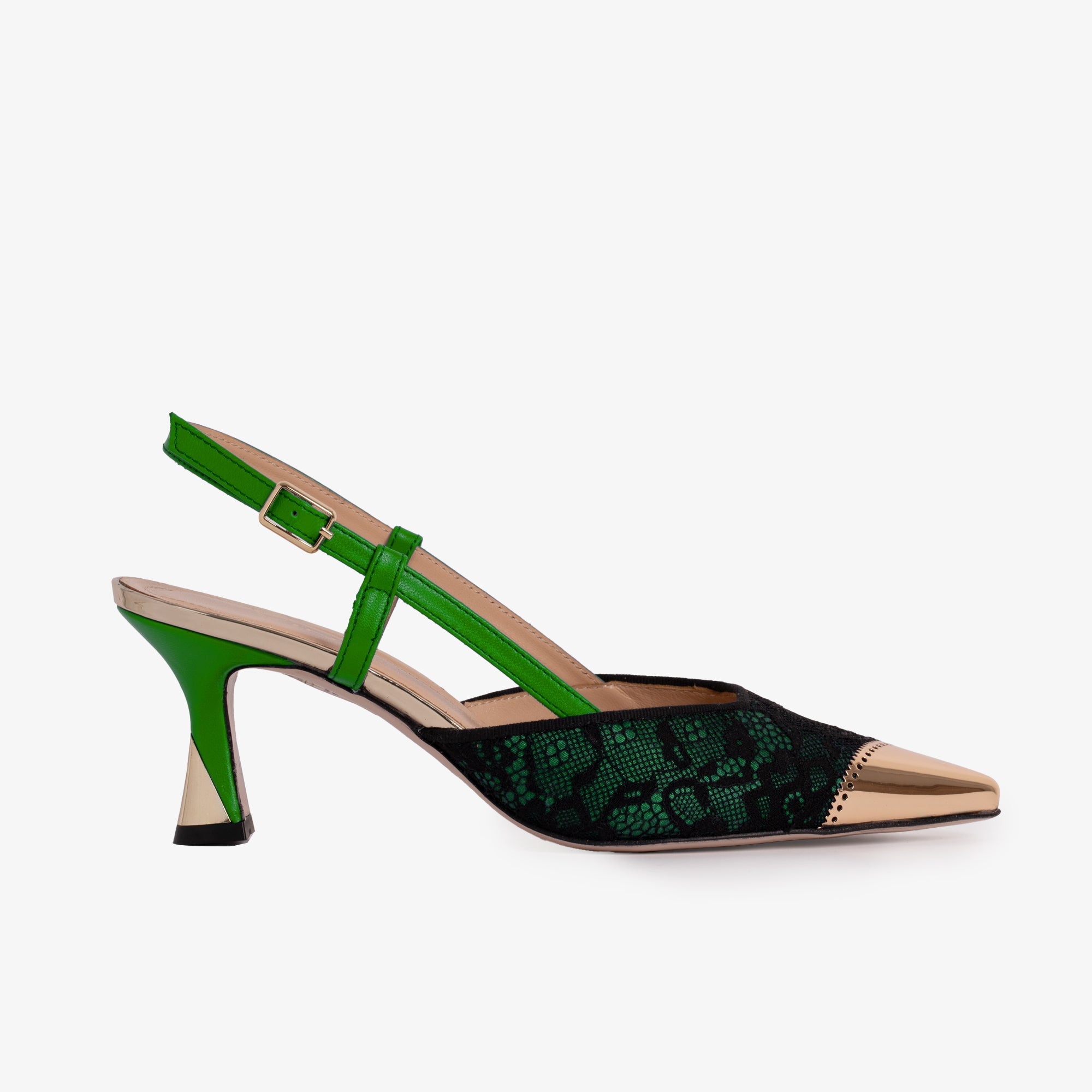 The Bali Green Leather Slingback Sandal