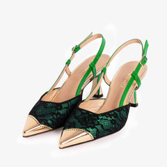 The Bali Green Leather Slingback Sandal