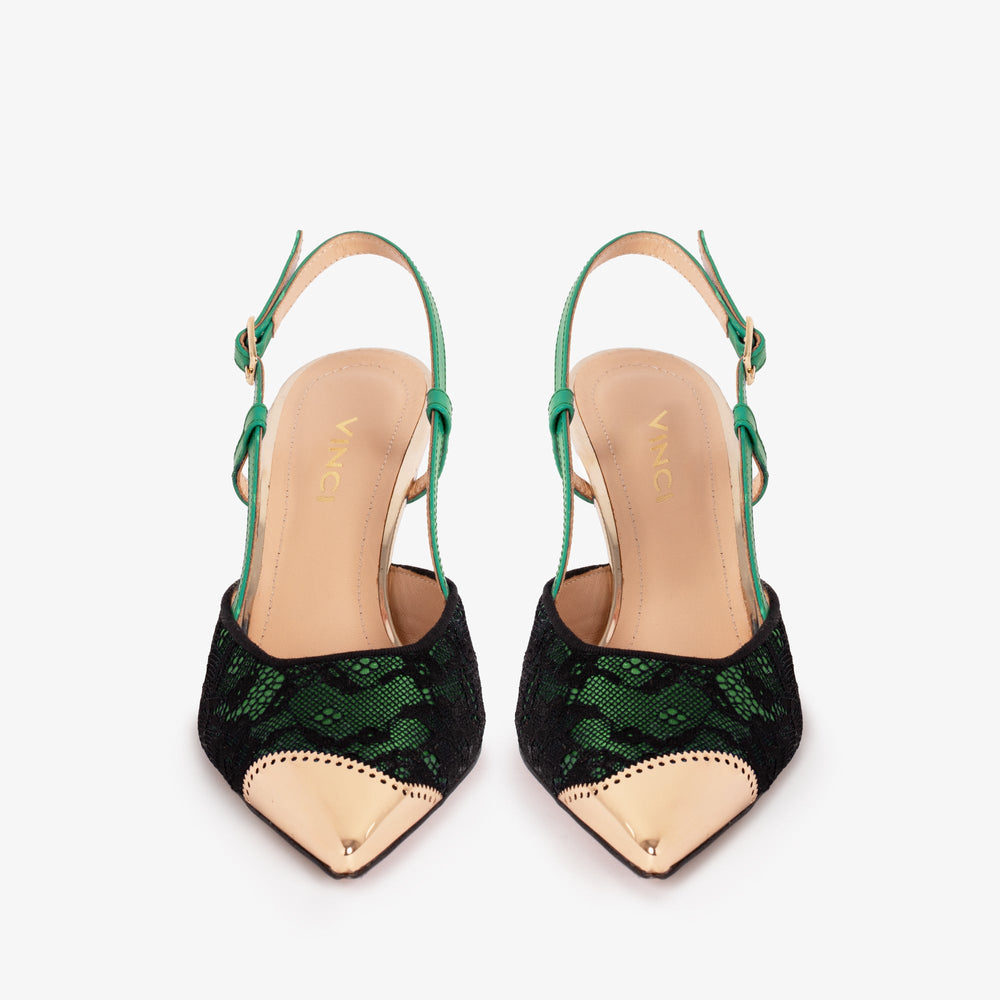 The Bali Green Leather Slingback Sandal