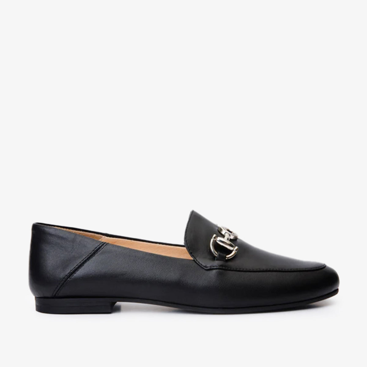Luanda Black Leather Flat Shoe