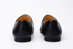 Luanda Black Leather Flat Shoe