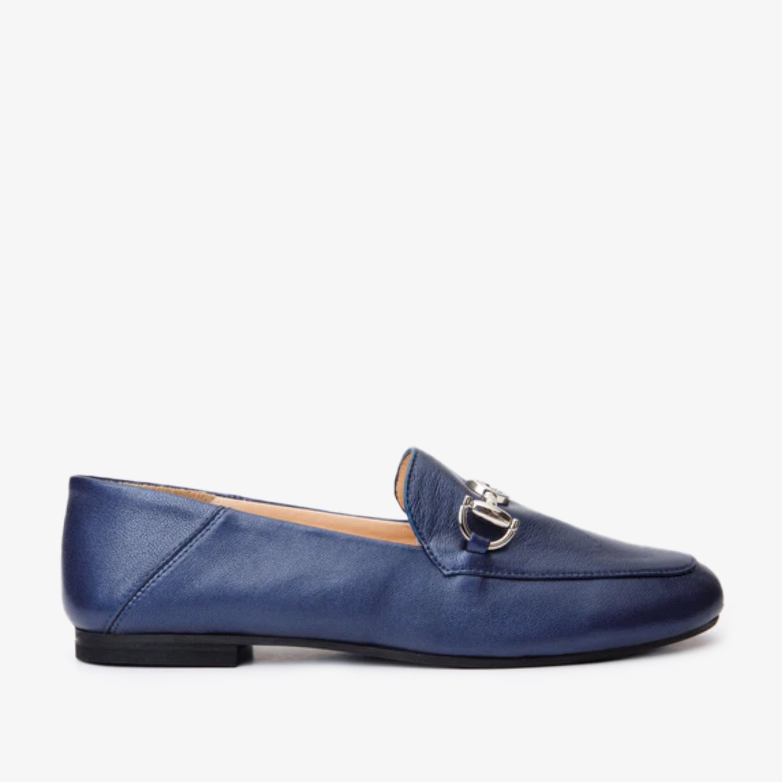 Luanda Navy Blue Leather Flat Shoe