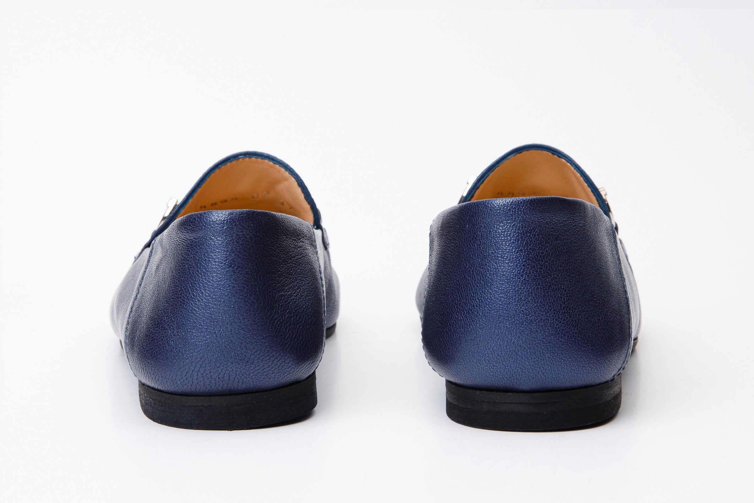 Luanda Navy Blue Leather Flat Shoe