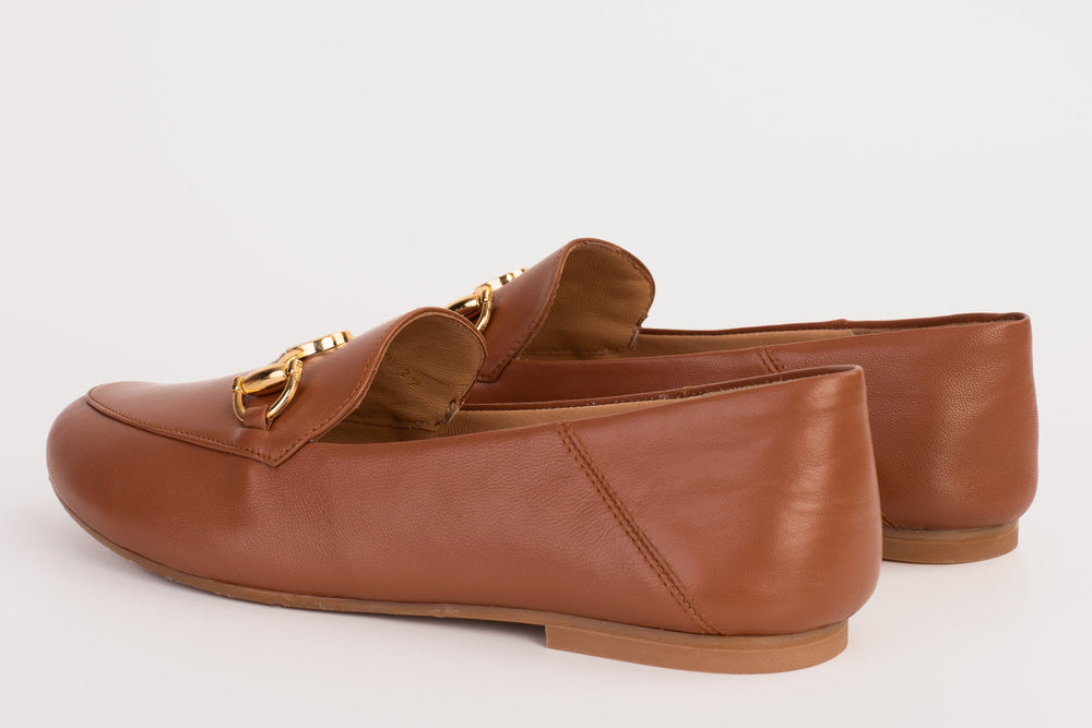 Luanda Tan Leather Flat Shoe