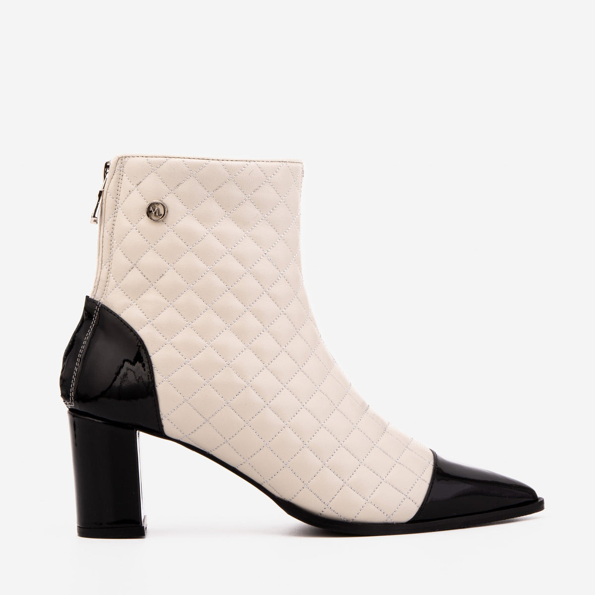 The Celeste Cream Black Quilted Leather Women’s Boot