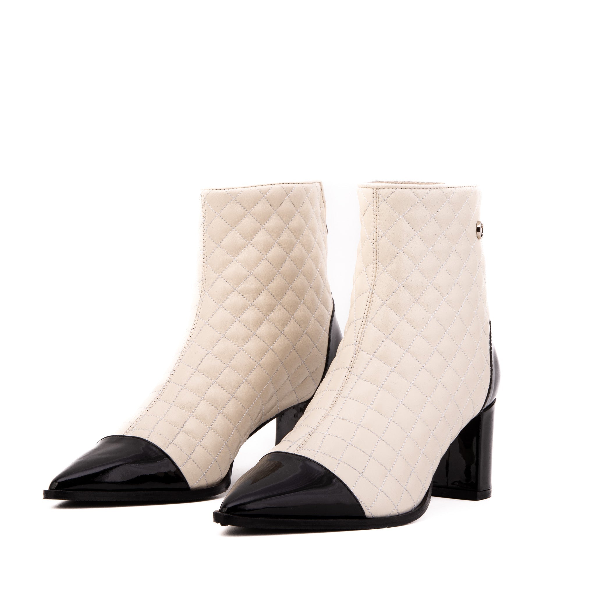 The Celeste Cream Black Quilted Leather Women’s Boot